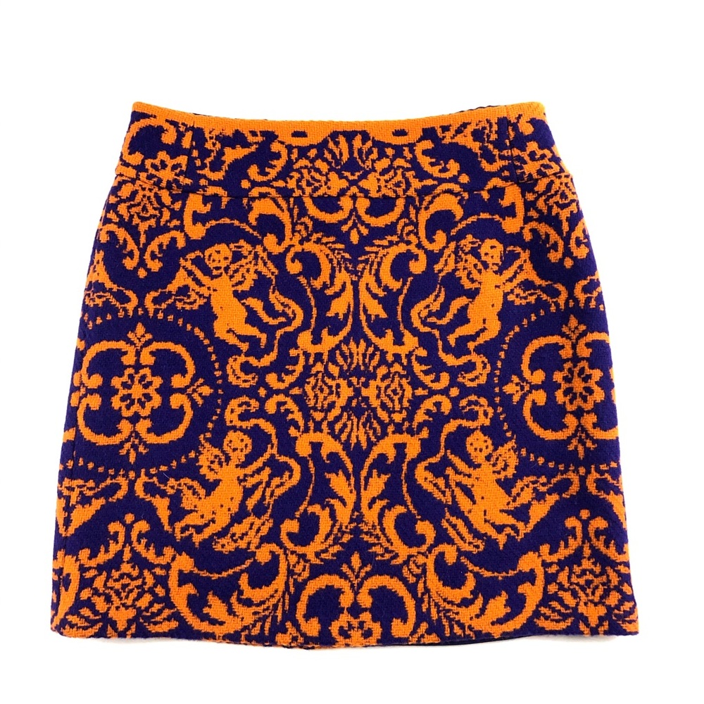 J McLaughlin Filigree Pattern Wool Mini Skirt